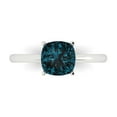 thumbnail image 1 of 2 ct Cushion Cut Natural London Blue Topaz Solitaire 14K White Gold Womens Engagement Ring, 1 of 5