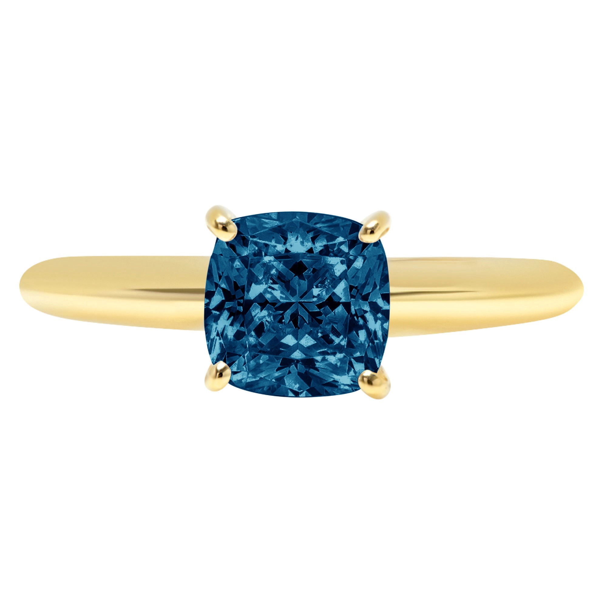 London Blue Topaz Pendant – 1.02-1.32 Ct AAA Cushion Cut, 14K Yellow Gold Scroll Solitaire With 18 Inch Chain