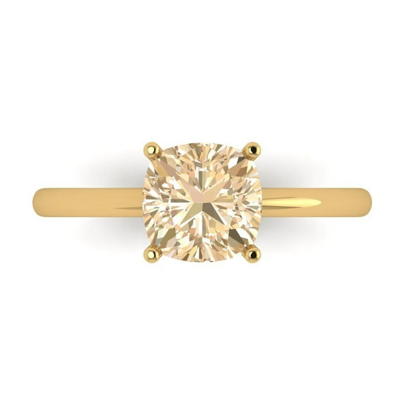 Solitaire Engagement Ring for Women - 2ct Natural Morganite in 14K Yellow Gold Promise Ring