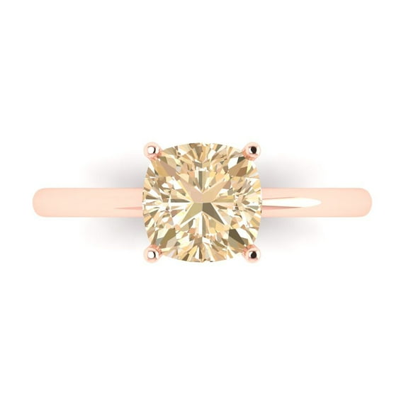 Clara Pucci 14K Rose Gold 2ct Morganite Solitaire Ring for Women