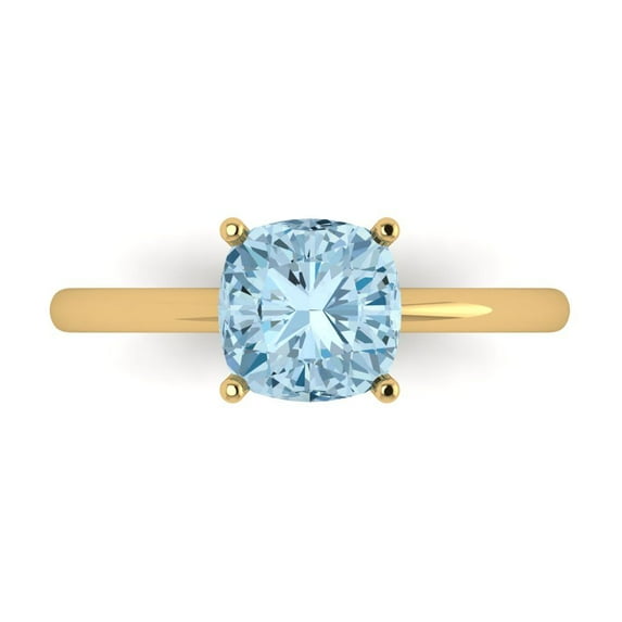 Clara Pucci 14K Yellow Gold 2ct SkyBlueTopaz Solitaire Ring for Women