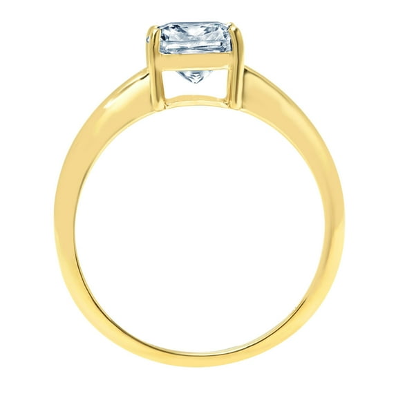 2 ct Cushion Cut Natural Swiss Blue Topaz Solitaire Engagement Ring for Women in 14K Yellow Gold