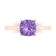 thumbnail image 1 of Clara Pucci 14K Rose Gold Solid Gold Alexandrite Solitaire Anniversary Ring for Women - 2 cttw Cushion Cut, 1 of 7