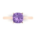 thumbnail image 1 of 2 ct Cushion Cut Simulated Alexandrite Solitaire 18K Rose Gold Womens Engagement Ring, 1 of 5