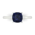 thumbnail image 1 of 2 ctw Solitaire Anniversary Ring for Women | Cushion Cut Simulated Blue Sapphire | Hyperallergenic Solid 14K White Gold, 1 of 5