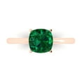 thumbnail image 1 of 2 ct Cushion Cut Simulated Emerald Solitaire 18K Rose Gold Womens Engagement Ring, 1 of 5