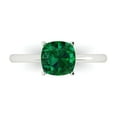 thumbnail image 1 of 2 ct Cushion Cut Simulated Emerald Solitaire 18K White Gold Womens Engagement Ring, 1 of 5
