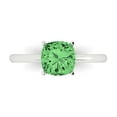 thumbnail image 1 of Clara Pucci 14K White Gold Solid Gold Green Solitaire Anniversary Ring for Women - 2 cttw Cushion Cut, 1 of 7