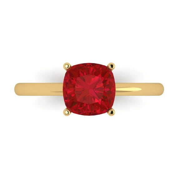 Clara Pucci 14K Yellow Gold 2ct Tourmaline Solitaire Ring for Women