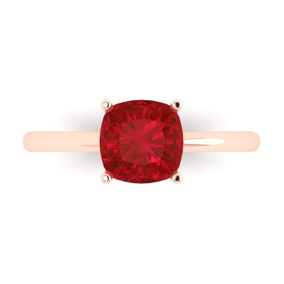 2 ct Cushion Cut Simulated Pink Tourmaline Solitaire Engagement Ring for Women in 18K Rose Gold