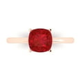 thumbnail image 1 of 2 ctw Solitaire Anniversary Ring for Women | Cushion Cut Simulated Ruby | Hyperallergenic Solid 14K Rose Gold, 1 of 5