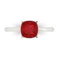 thumbnail image 1 of 2 ctw Solitaire Anniversary Ring for Women | Cushion Cut Simulated Ruby | Hyperallergenic Solid 14K White Gold, 1 of 5