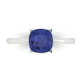 thumbnail image 1 of 2 ctw Solitaire Anniversary Ring for Women | Cushion Cut Simulated Tanzanite | Hyperallergenic Solid 14K White Gold, 1 of 5