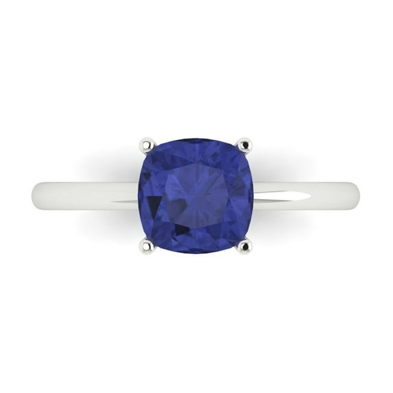 Clara Pucci 14K White Gold 2ct Tanzanite Solitaire Ring for Women