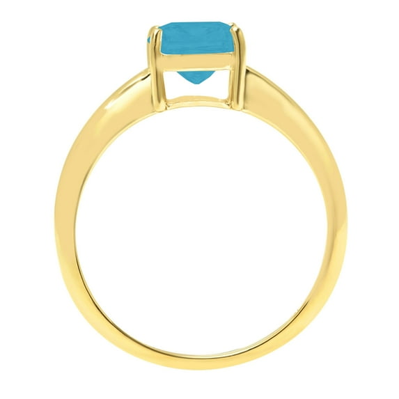 2 ct Cushion Cut Simulated Turquoise Solitaire Engagement Ring for Women in 18K Yellow Gold