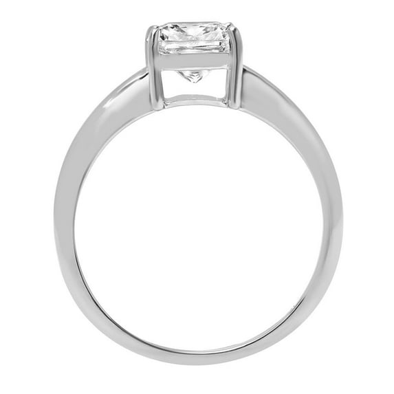 2 ct Cushion Cut White Sapphire Solitaire Engagement Ring for Women in 14K White Gold
