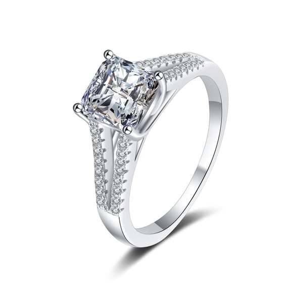 2 ct D Color VVS1 Moissanite Engagement Rings for Women S925 Sterling Silver Wedding Band, Asscher Cut Diamond Rings for Anniversary Valentine's Day Birthday Gift with Certificate