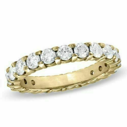 JEWELLERY CRAFT 2 ct D/VVS1 Round Cut Diamond Full Eternity Wedding Band Ring in 18K Gold