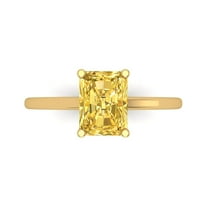 2 ctw Solitaire Anniversary Ring for Women | Emerald Cut Natural Citrine | Hyperallergenic Solid 18K Yellow Gold