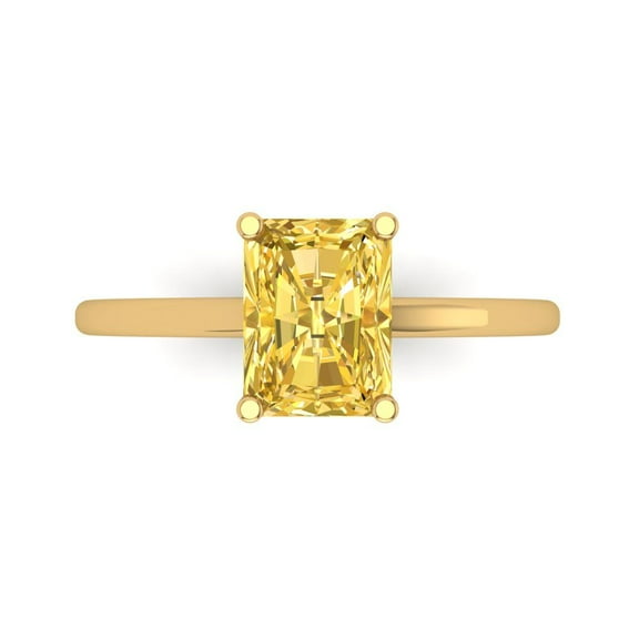 2 ctw Solitaire Anniversary Ring for Women | Emerald Cut Natural Citrine | Hyperallergenic Solid 18K Yellow Gold