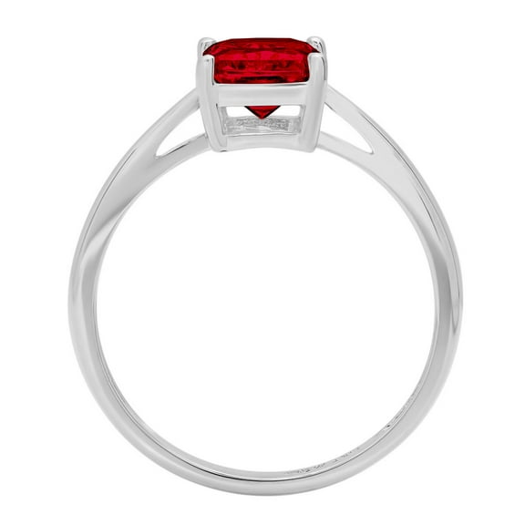 2 ct Emerald Cut Natural Garnet Solitaire Engagement Ring for Women in 18K White Gold