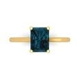 thumbnail image 1 of Clara Pucci 14K Yellow Gold Solid Gold LondonBlueTopaz Solitaire Anniversary Ring for Women - 2 cttw Emerald Cut, 1 of 8