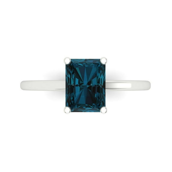 Clara Pucci 14K White Gold 2ct LondonBlueTopaz Solitaire Ring for Women