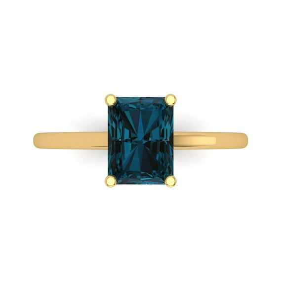 Clara Pucci 14K Yellow Gold 2ct LondonBlueTopaz Solitaire Ring for Women