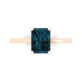 thumbnail image 1 of 2 ct Emerald Cut Natural London Blue Topaz Solitaire Engagement Ring for Women in 18K Rose Gold, 1 of 5