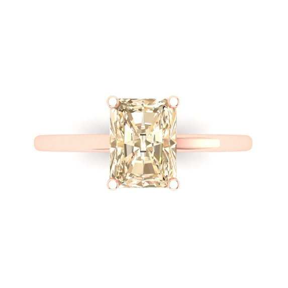 Clara Pucci 14K Rose Gold 2ct Morganite Solitaire Ring for Women