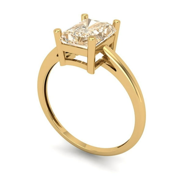 2 ct Emerald Cut Natural Morganite Solitaire Engagement Ring for Women in 18K Yellow Gold