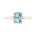 thumbnail image 1 of 2 ctw Solitaire Anniversary Ring for Women | Emerald Cut Natural Sky Blue Topaz | Hyperallergenic Solid 14K Rose Gold, 1 of 5