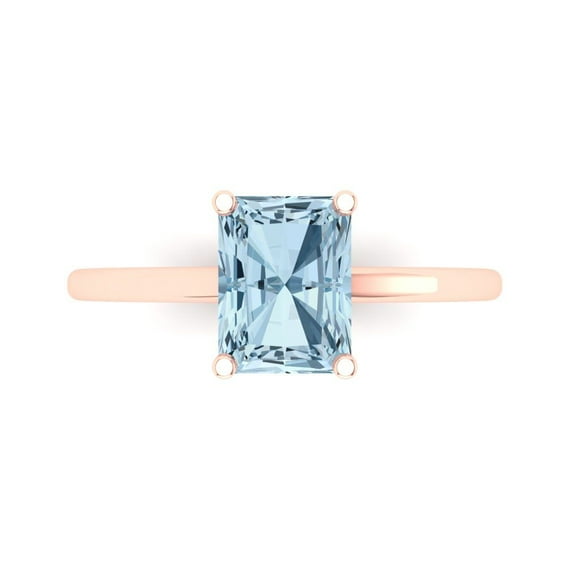 Clara Pucci 14K Rose Gold 2ct SkyBlueTopaz Solitaire Ring for Women