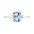 thumbnail image 1 of Clara Pucci 14K White Gold Solid Gold Blue Solitaire Anniversary Ring for Women - 2 cttw Emerald Cut, 1 of 8