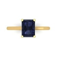 thumbnail image 1 of 2 ct Emerald Cut Simulated Blue Sapphire Solitaire 14K Yellow Gold Womens Engagement Ring, 1 of 5