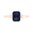 thumbnail image 1 of 2 ct Emerald Cut Simulated Blue Sapphire Solitaire 18K Rose Gold Womens Engagement Ring, 1 of 5
