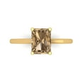 thumbnail image 1 of 2 ctw Solitaire Anniversary Ring for Women | Emerald Cut Simulated Champagne Diamond | Hyperallergenic Solid 18K Yellow Gold, 1 of 5