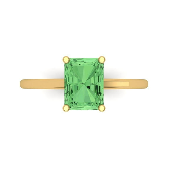 Clara Pucci 14K Yellow Gold 2ct Green Solitaire Ring for Women