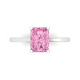 thumbnail image 1 of 2 ct Emerald Cut Simulated Pink Diamond Solitaire 18K White Gold Womens Engagement Ring, 1 of 5