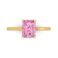 thumbnail image 1 of 2 ct Emerald Cut Simulated Pink Diamond Solitaire 18K Yellow Gold Womens Engagement Ring, 1 of 5