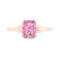 thumbnail image 1 of 2 ct Emerald Cut Simulated Pink Diamond Solitaire Engagement Ring for Women in 18K Rose Gold, 1 of 5