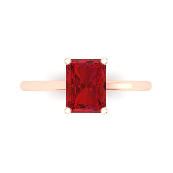Clara Pucci 14K Rose Gold Solid Gold Tourmaline Solitaire Anniversary Ring for Women - 2 cttw Emerald Cut