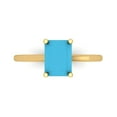 thumbnail image 1 of Clara Pucci 14K Yellow Gold Solid Gold Turquoise Solitaire Anniversary Ring for Women - 2 cttw Emerald Cut, 1 of 8