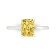 thumbnail image 1 of Clara Pucci 14K White Gold Solid Gold Yellow Solitaire Anniversary Ring for Women - 2 cttw Emerald Cut, 1 of 8