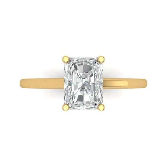 2 ct Emerald Cut White Sapphire Solitaire Engagement Ring for Women in 14K Yellow Gold