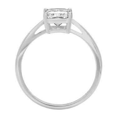 2 ct Emerald Cut White Sapphire Solitaire Engagement Ring for Women in 18K White Gold