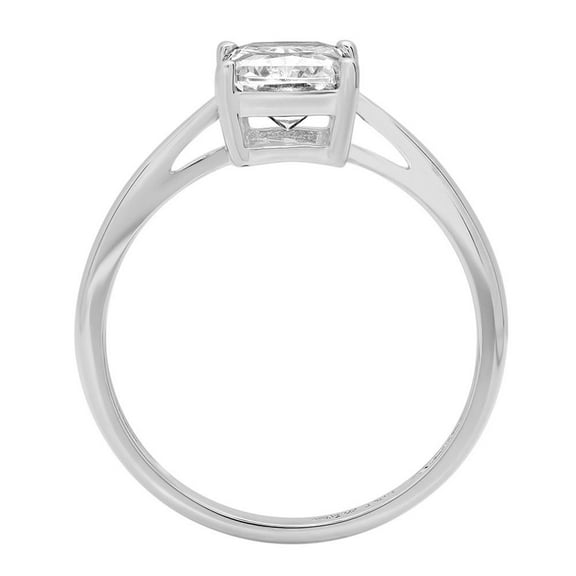 2 ct Emerald Cut White Sapphire Solitaire Engagement Ring for Women in 18K White Gold
