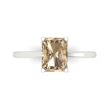 2 ct Emerald Cut Yellow Moissanite Solitaire Engagement Ring for Women in 18K White Gold