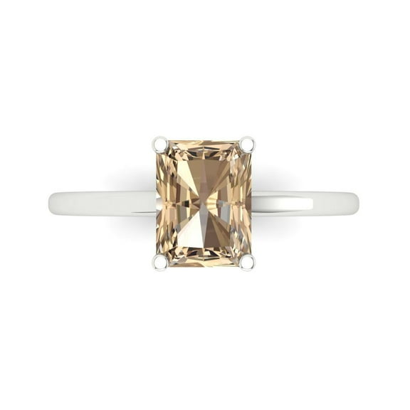 2 ct Emerald Cut Yellow Moissanite Solitaire Engagement Ring for Women in 18K White Gold