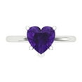 thumbnail image 1 of 2 ctw Solitaire Anniversary Ring for Women | Heart Cut Natural Amethyst | Hyperallergenic Solid 14K White Gold, 1 of 5